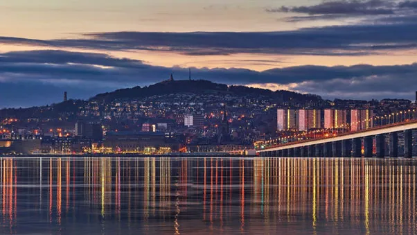 View over the river tay at Dundee city and the Law
