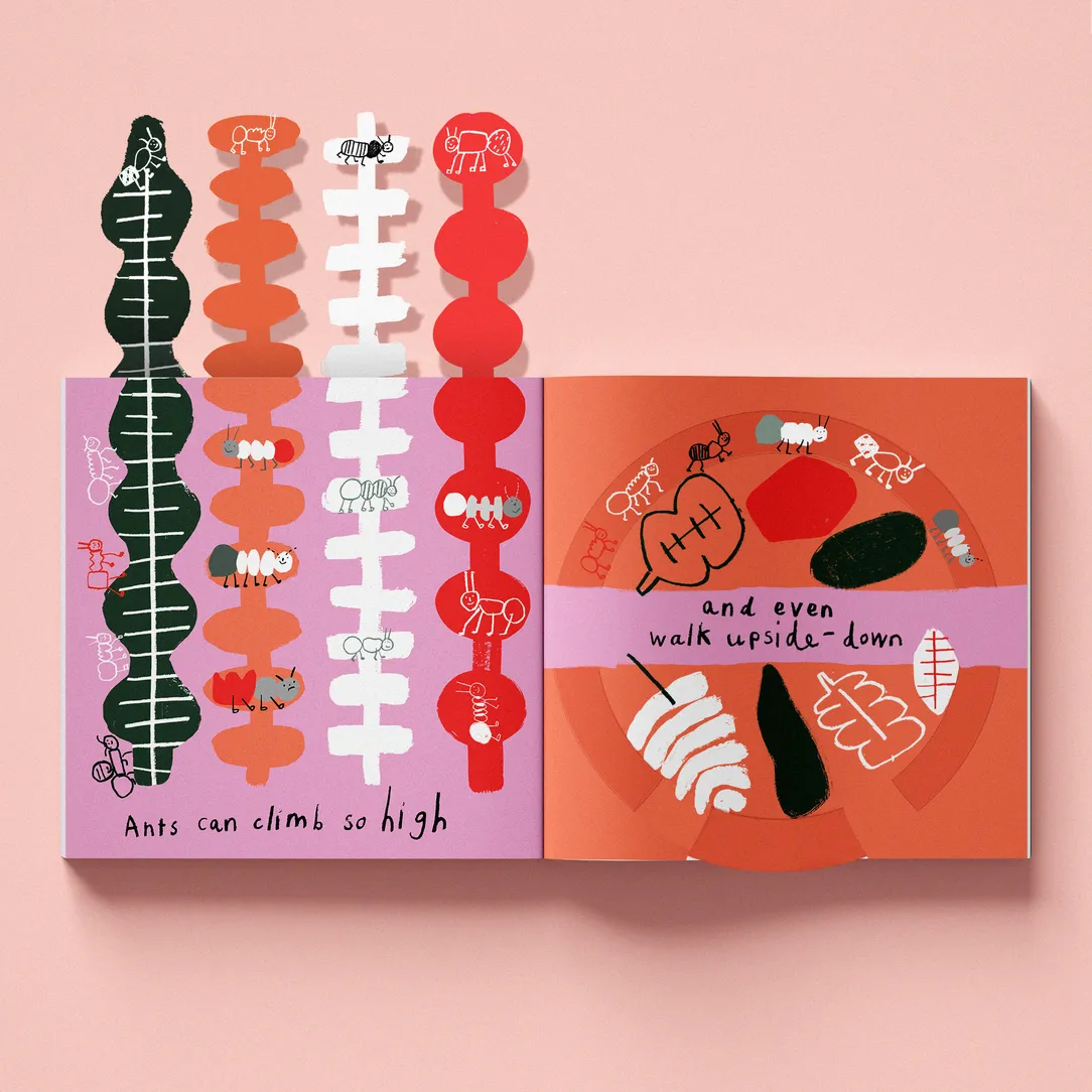 Flatlay shot of the illustrated book Ants by Cara Rooney