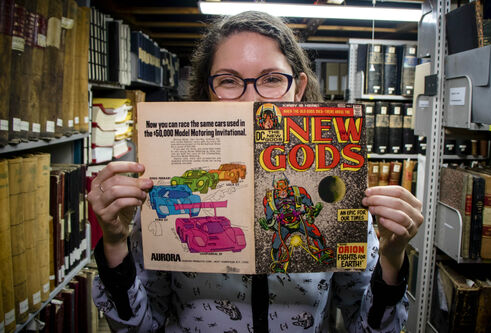 Haliey Austin with a comic book