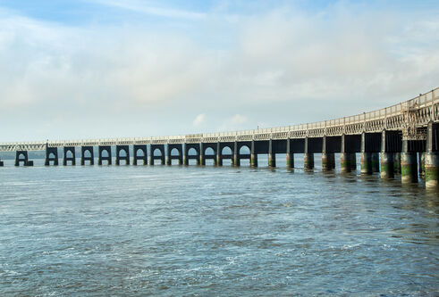 Dundee waterfront and railbridge