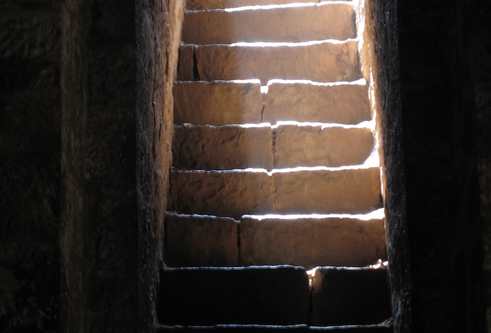 Stone steps with sunlight