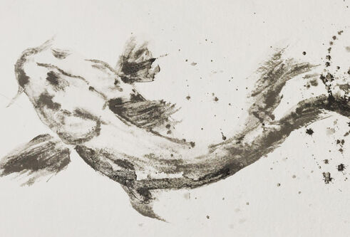 a drawing of a koi carp