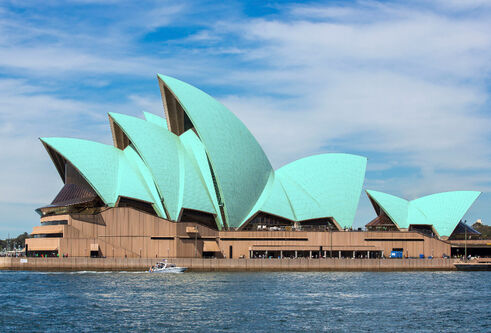 Sydney Opera House, but tuquoise