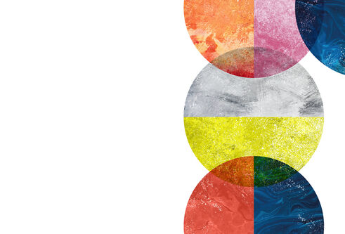 Coloured dots on a white background