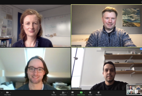 screenshot of zoom meeting showing four members of staff