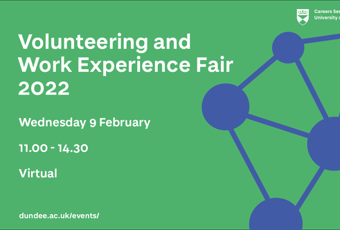 Image advertising the UoD Volunteering & Work Experience Fair 