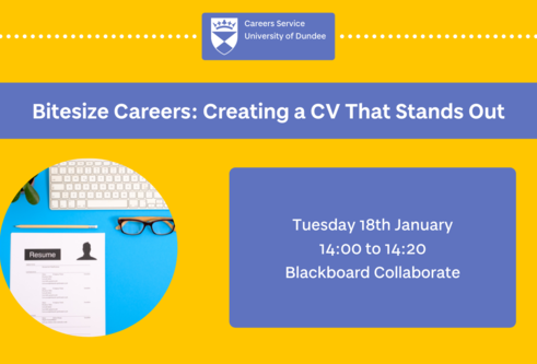 Image advertising event entitled Creating a CV that Stands Out