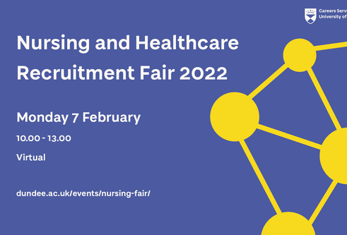 Image advertising the UoD Nursing and Healthcare Recruitment Fair 