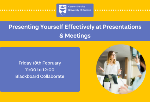 Image advertising event: Presenting Yourself Effectively at Presentations & Meetings 18 February 2022