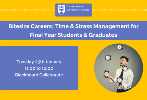 Image advertising event entitled Time and Stress Management for Final Year Students and Graduates