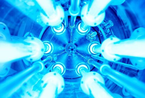 Tubes of UV lights in cylinder