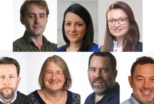 Top from left: Dr David Booth, Dr Melissa D'Ascenzio, Dr Claire Hepburn. Bottom from left: Dr Stephen Kelly, Dr Elizabeth Martin, Dr David Martin, Dr Marios Stavridis