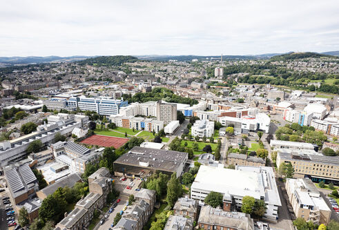 Arial view of City Campus looking towards the west end of Dundee