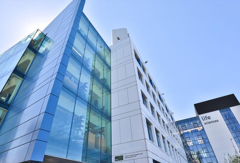 Outside of the Life Sciences building where Discover Centre and MRC PPU are located