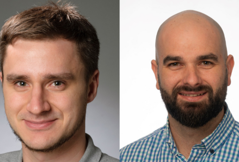 head images of two men, one bald and one with hair