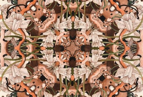 Daffodils (detail from textile design) by Raymond Honeyman, 1976