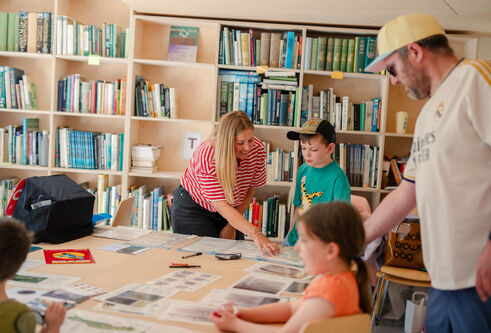 Photograph of children taking part in forensic science activities