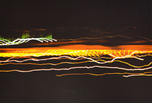 screenprint featuring light trails by Sally May