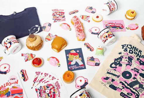 graphic image of characters based on cakes