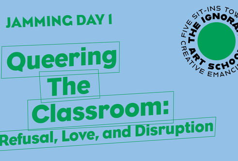 Jamming Day 1 title slide on blue and green