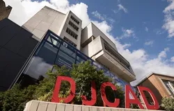 a building with the big red letters at the front saying DJCAD