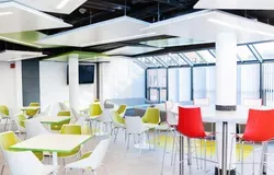 empty cafe space with tables