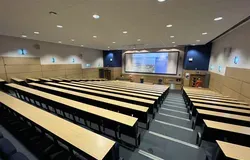 Tower D'Arcy Thompson Lecture Theatre a view from the top row showing the seating and large screen at the front