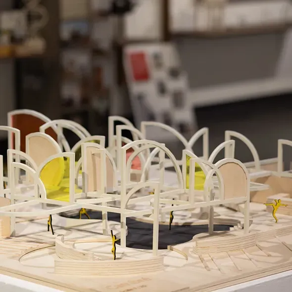 A model of an interior design as part of the graduate showcase exhibition