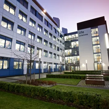 SLS building at dusk