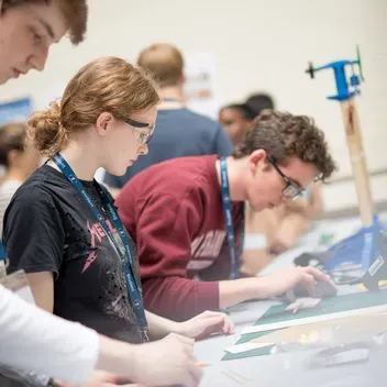 engineering students working in lab