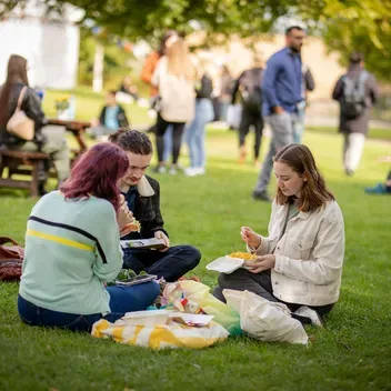 Students on campus green