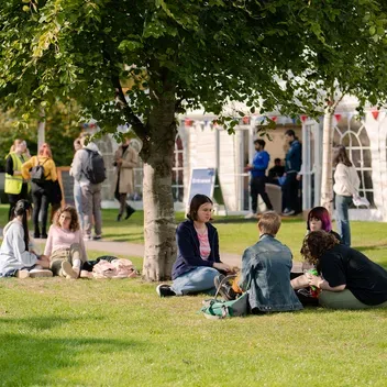 Student on Campus Green during Welcome