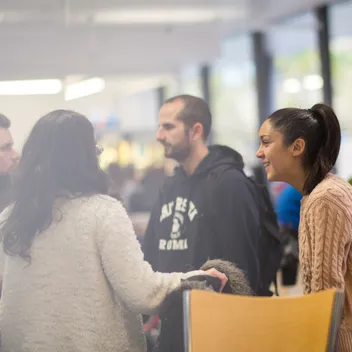 Students studying in the main library