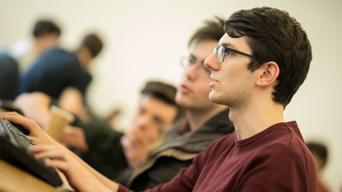 A student working on a computer 