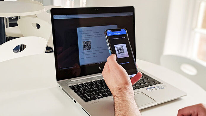 Scanning an MFA QR code with a phone