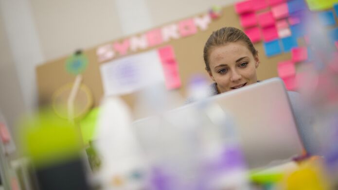 Student working on computer