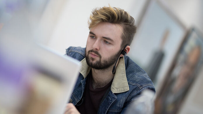 student working alone