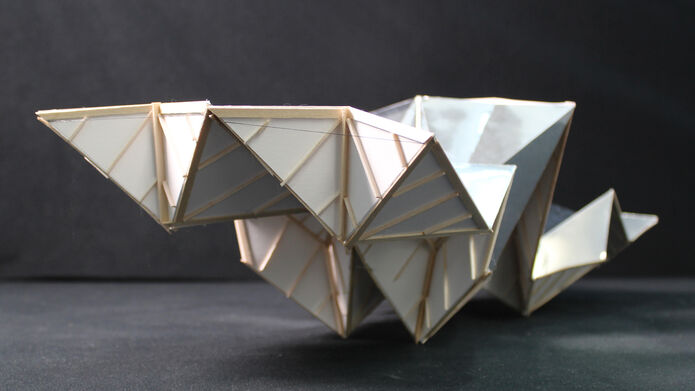 Cardboard model with triangular faces