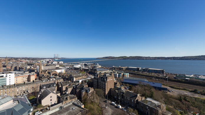 Aerial view towards river