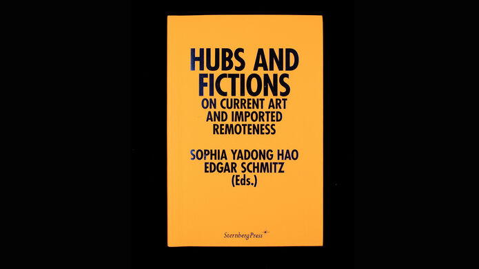 yellow books with text 'Hubs and Fictions' on it