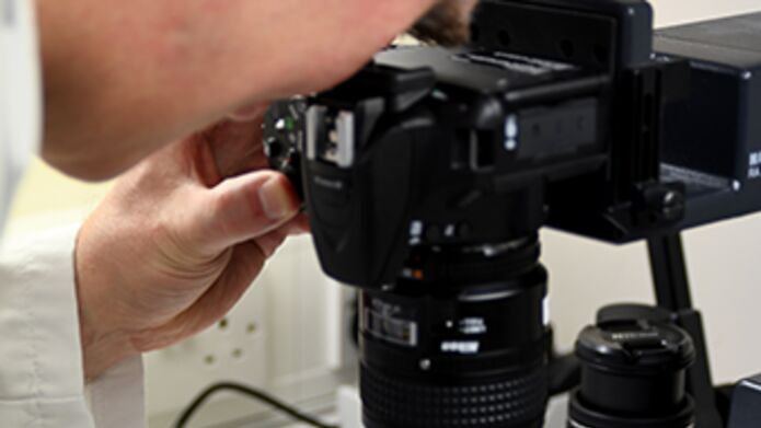 Lab technician analyses evidence