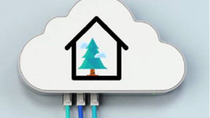 Logo from the TREEHOOSE project, depicting a tree inside the outline of a house.