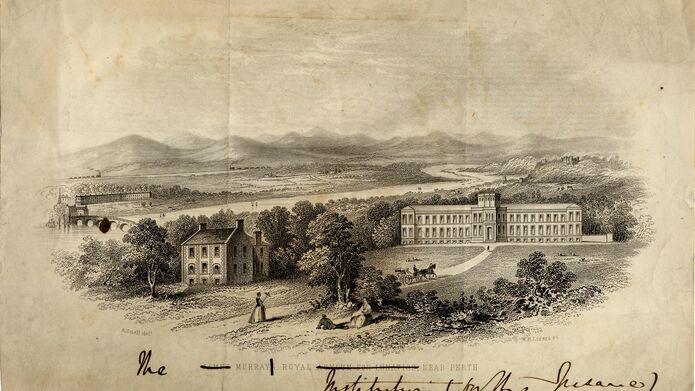 An old sketch of a building.