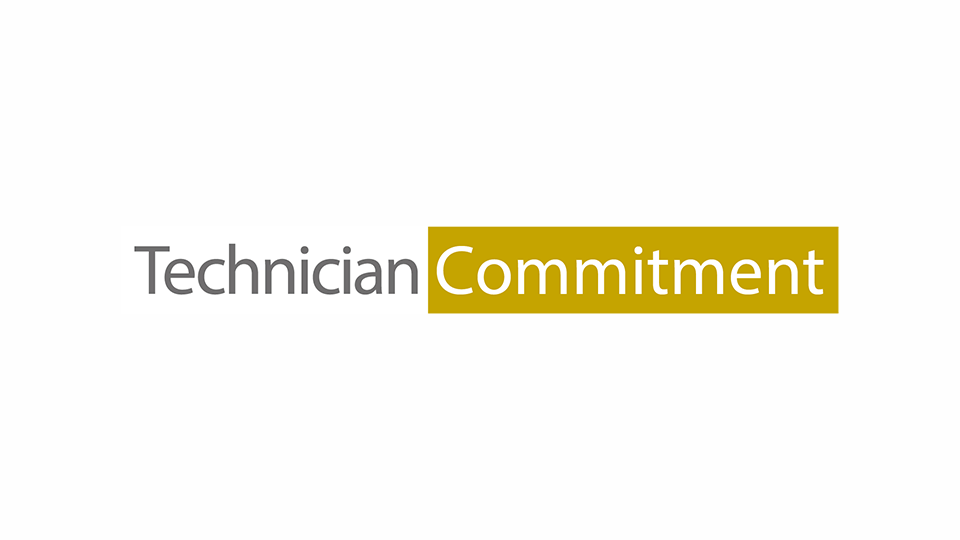 Text logo with the words Technician Commitment