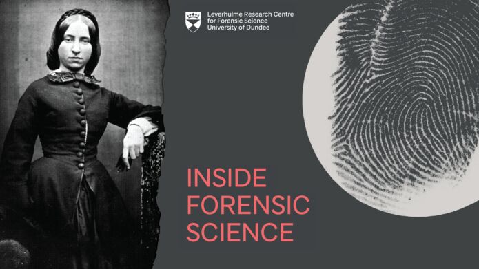 Image contains a photo of Madeleine Smith on the left. On the right of the image is the Inside Forensic Science podcast logo.