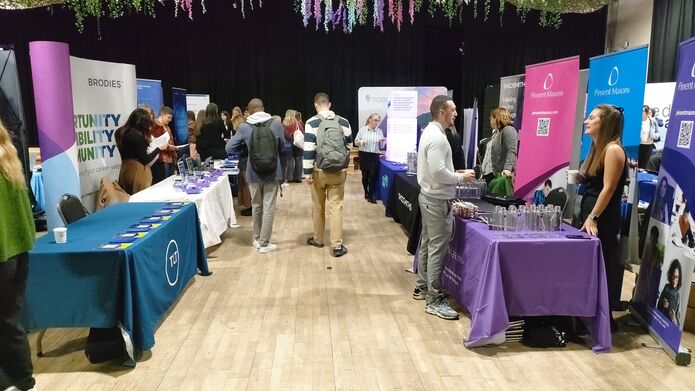 Stalls at the legal recruitment fair