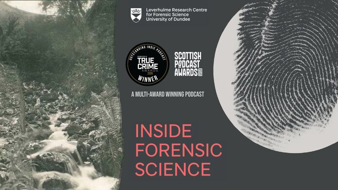 Inside Forensic Science  S4 Banner awards with a finger print to the right
