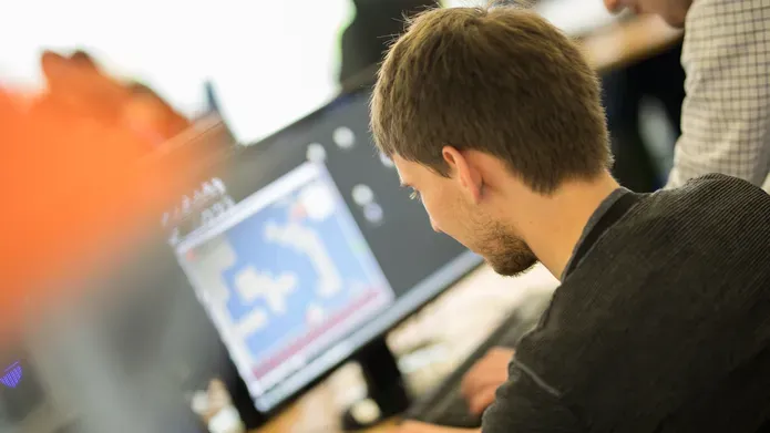 a student working on a computer