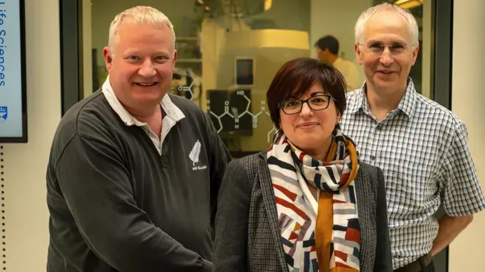left to right, Professor Kevin Read, Dr Beatriz Baragaña and Professor Ian Gilbert