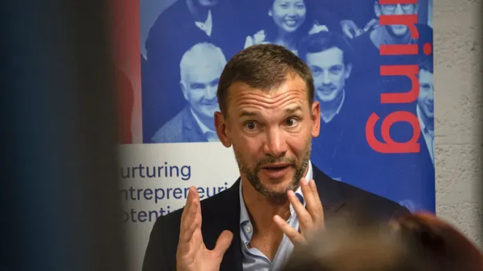 Andrii Shevchenko taking part in Q&A session